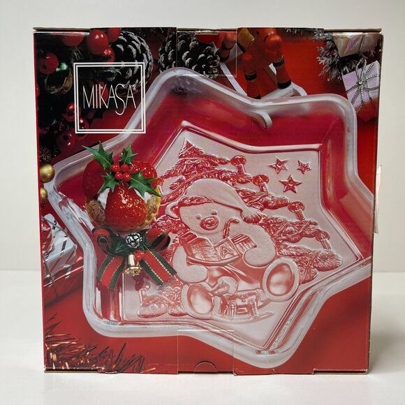 Mikasa Christmas Star Teddy Sweet Glass Serving Platter Holiday Tray 9.25” - Picture 9 of 13